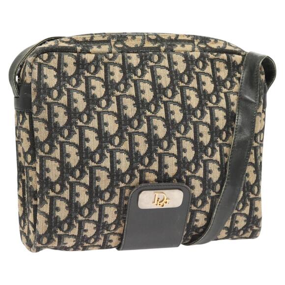 DIOR Trotter Canvas Shoulder Bag Navy Gold - Picture 1 of 12